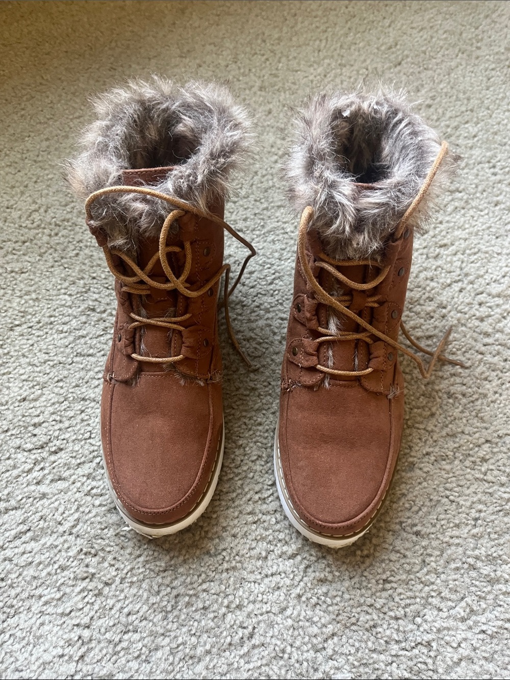 justfab reegan faux fur lace up boot - Picture 9 of 11